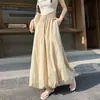 Vestido Tutú de Capullo de Flor Azul para Mujer Verano Delgado 2025 Nuevo Estilo Coreano Cintura Alta Adelgazante Seda de Hielo Linterna Falda de Longitud Media