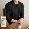 Suéter polo antibacterial de mezcla de lana, engrosado 450g para hombre, 10A, colección otoño/invierno 2026, suéter de lana de punto jacquard