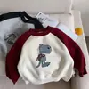 Moletom infantil para meninos, forrado com fleece, estilo inverno, blusa quente para bebês, camiseta base estilosa de dinossauro para crianças