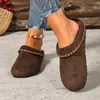 Mules retrô fechadas transfronteiriças com design costurado à mão, sola plana antiderrapante, adequadas para uso externo, mules simples e casuais