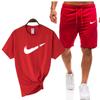Traje deportivo informal de manga corta con camiseta de manga corta y parte superior de algodón para hombre de verano transfronterizo en stock