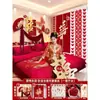 Decoração de Personagem Dupla Felicidade em Placa Kt para Parede de Cabeceira do Quarto da Noiva, Montagem de Ambiente para Quarto de Casamento, Conjunto de Casamento, Decorações de Casamento