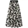 Falda de verano con estampado de tinta vintage para mujer, de talla grande, con cintura alta y regordeta, para adelgazar, para retirar del centro comercial