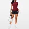 Camiseta de Cuello Redondo Transfronteriza Ropa de Yoga Manga Corta Estilo Americano Hombro Normal Top de Fitness Camisa Cubre-Todo Sensación de Segunda Piel Running Deportes Manga Corta