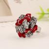 Anillo de Flor de Joyería Pequeña al por Mayor Yiwu con Diseño Completo de Diamante Rosa, Anillo Abierto Ajustable de Goteo de Aceite