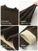 Camada Base Térmica Feminina de Lã, Seda e Liocel, Gola Meio Alta, Forrada com Fleece, Espessa, Para Usar por Dentro ou por Fora, Camiseta de Manga Longa, Top para Outono/Inverno
