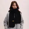 Cachecol Tricotado Liso Versátil Estilo Coreano 2026 para Mulheres, Cachecol Espesso para Estudantes Outono e Inverno, Aquecedor de Pescoço para Casais, Comprimento Estendido Estilo Coreano