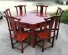 Mesa de Jantar Esculpida em Madeira Maciça, Mesa e Cadeiras Hexagonais, Novo Estilo Chinês, Mesa de Jantar Réplica Antiga, Mesa de Xadrez e Cartas, Mesa de Cinco-Seis Lados para Cinco Pessoas, Mesa de Mahjong