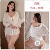 Camisa Apaixonante e Sedutora de Botão Aberto Estilo Boyfriend com Desejo Puro, Conjunto de Camisola de Seda Gelo Sexy e Macia Plus-Size para Mulheres 1902