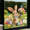 Flores de Pascua pájaros huevos de colores conejos adornos electricidad estática puerta de cristal ventana pegatinas flores ambiente mariposas