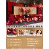 Decoración de Mesa para Banquete de Compromiso Estilo Chino Nuevo Rojo y Dorado en Tablero Kt, Flores Artificiales Sencillas y de Alta Gama, Juego Completo para Decoración de Hotel con Sentido de Ceremonia