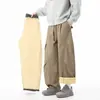 Otoño/Invierno 2026 Terciopelo Plus Algodón Puro Retro Pierna Curva Ropa de Trabajo Pantalones Casuales Streetwear Americano de Moda Versátil Pierna Ancha Holgado