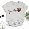 Talla Europea TransfronterizaCamiseta de Moda para Mujer Estampado de Corazón de Leopardo Negro Top Gráfico de Manga Corta para Mujer
