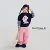 Ropa infantil Nuoqi Wanzi, pantalones de pierna ancha para niñas, pantalones de chándal holgados, colección de otoño, pantalones de pierna ancha versátiles, cintura con bloques de color, pantalones casuales