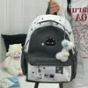 Mochila escolar estilo ins japonês com estampa de gato fofo para estudantes do sexo feminino, mochila de viagem de grande capacidade para meninas, moderna