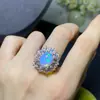 Anillo de plata 925 de lujo para mujer con ópalo, color fuego vivo, temblor en vivo, suministro de ultramar, piedra principal 9x11mm
