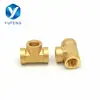 Conector en Y de Latón de Tres Vías con Roscas Internas y Externas, Roscado NPT, Codo en Y Americano a 45 Grados, Conector de Tubería de Cobre Uno a Dos, Transfronterizo