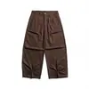 Camisa de Trabalho Retro Lavada Estilo Americano Nanxia para Homens, Camisa Pesada Loose Fit High-Street, Calça Reta de Perna Larga
