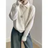 Diseño de Primavera, Otoño e Invierno 2026 Suéter de Punto Casual Holgado Adelgazante Suéter Suave de Cuello Revuelto Base para Mujer
