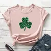 Ebay Europeo y Americano Wish Comercio Exterior Estampado de Leopardo Estampado de Trébol Verano Nueva Moda Camiseta Suelta de Manga Corta