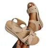 En stock 2026 nuevo modelo sandalias de mujer transfronterizas para Amazon, tacón de cuña, velcro, suela gruesa, talla grande, diseño hueco, estilo europeo y americano sandalias de verano