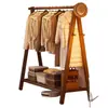 Cabideiro de madeira maciça para uso doméstico, cabide de chão para quarto, cabide simples para roupas, varal dobrável