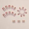 Manicura de color cálido de línea vertical ligera cuadrada europea de longitud media, uña de estilo europeo y americano simple brillante, artículo de venta caliente