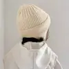Chapéu de Lã Quente com Orelhas para Crianças Outono e Inverno, Chapéu Pulôver Versátil para Meninos e Meninas, Chapéu de Lã Coreano Tendência