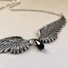 Caliente Retro Alas de Ángel Pluma Colgante Grande Estético Cadena Anillo Collar de Dama Venta Directa de Fábrica