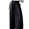 Roupas femininas de Dongdaemun, Coreia, calças casuais curvas estilo americano para mulheres, outono, calças largas retas folgadas tipo foice para o trabalho