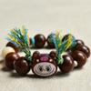 Pulsera de Semillas de Girasol Natural y Raíz de Bodhi con Estrella y Luna Tostada al Carbón Bodhi Pulsera con Borla Linda Estilo Labubu
