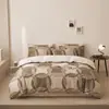 Juego de ropa de cama con funda de edredón estampada digitalmente para comercio exterior transfronterizo, juego de tres piezas de algodón jacquard arrugado