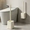 Suporte separado para escova de vaso sanitário, montado na parede, sem furos, sem cantos mortos, escova de limpeza de vaso sanitário doméstico de cabo longo