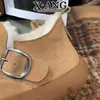 Versión de Lana de las Botas de Nieve Sangpo Integradas de Piel de Oveja para Mujer, Zapatos Estilo Birkenstock de Suela Gruesa, Forrados de Felpa y Engrosados para Calidez, Zapatos Grandes de Algodón para Zonas del Noreste