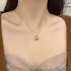 Moda Coreana Elegante Colar com Pingente de Pérola Corrente para Clavícula Simples Exquisito Nicho Versátil Colar de Pérolas Multicoloridas Joias Femininas