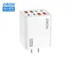 Cargador brillante de 240W 4USB+4PD cabezal de carga para teléfono móvil multipuerto adaptador de corriente 5V2A12W venta al por mayor