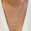 Colar Cruz de Diamante Atacado Cruz Europeia e Americana Transfronteiriça Pingente de Liga Personalizado Joia Versátil de Luxo de Nicho Colar Feminino