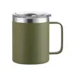 Taza de acero inoxidable 304 de 12 oz para viajes transfronterizos con asa, taza aislada para el hogar y la oficina, taza de café portátil para exteriores