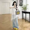 Conjunto de Top de Encaje Patchwork Estilo Coreano de Verano 2026 para Maternidad + Falda de Encaje Ajustable para Maternidad