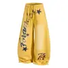 Pantalones retro estilo americano con estampado de letras, corte holgado, pierna ancha, cordón, pantalones casuales de calle para hombre, pantalones deportivos, modernos 2026