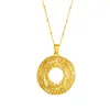 Moda Europea y Americana Moneda de Oro Redonda Avatar Personalizado Medalla Redonda Collar Cadena para Clavícula de Mujer Colgante de Moneda Acero de Titanio Oro de 18 Quilates