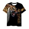 FUENTE Fabricantes transfronterizos Amazon Nueva camiseta europea y americana para hombre con estampado de tigre 3D Camiseta de manga corta de verano