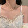 Collar de Rosa Negra para Mujer, Diseño de Nicho de Lujo Ligero, Nuevo Estilo Retro, Anillo de Cola de Camelia Versátil
