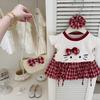 Conjunto de Dibujos Animados para Niñas 2025 Linlinma Conjunto de Verano para Bebés Niñas: Conjunto de Verano con Top y Falda a Cuadros para Niñas