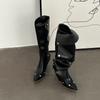 Botas de Tacón Aguja con Punta Puntiaguda de Dos Usos Botón Chica Caliente Europea y Americana Nuevas Botas Otoño e Invierno 2025 Botas de Moda Botas de Tacón de Aguja