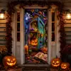 Adesivo de porta longo temático de caveira de Halloween para portas de cozinha, janelas e paredes, à prova d'água, sem resíduos, novo adesivo de feriado