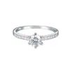 Anel Clássico Europeu e Americano Transfronteiriço em Prata Esterlina S925 com Diamante Cultivado de 6mm e Seis Garras, Banhado a Ouro, para Mulheres, Anel de Casamento com Cravação de Diamantes de Luxo Leve