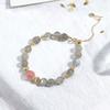 Pulsera de Piedra Lunar Gris y Cristal de Fresa Lunar Badu Estilo Fresco para Mujer Pulsera Bañada en Oro Real Regalo para Celebridad de Internet Día de San Valentín Chino