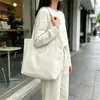 Bolsa de Lienzo para Estudiantes Color Liso Estilo Coreano para el Trabajo Diario Mujeres Gran Capacidad Asa de Mano Moda Versátil Hombro Único Bolsa de Compras
