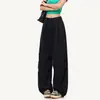 Pantalones casuales de trabajo estilo americano color caqui de pierna ancha para mujer, nuevo modelo otoño 2026, corte holgado, fluidos, estilizan, secado rápido, pantalones paracaidistas